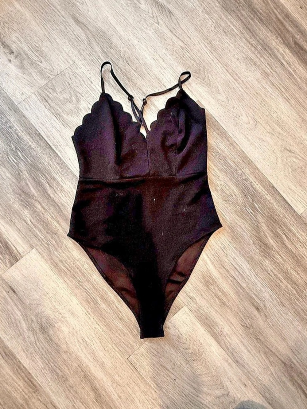 Black Scalloped One-Piece Swimsuit
